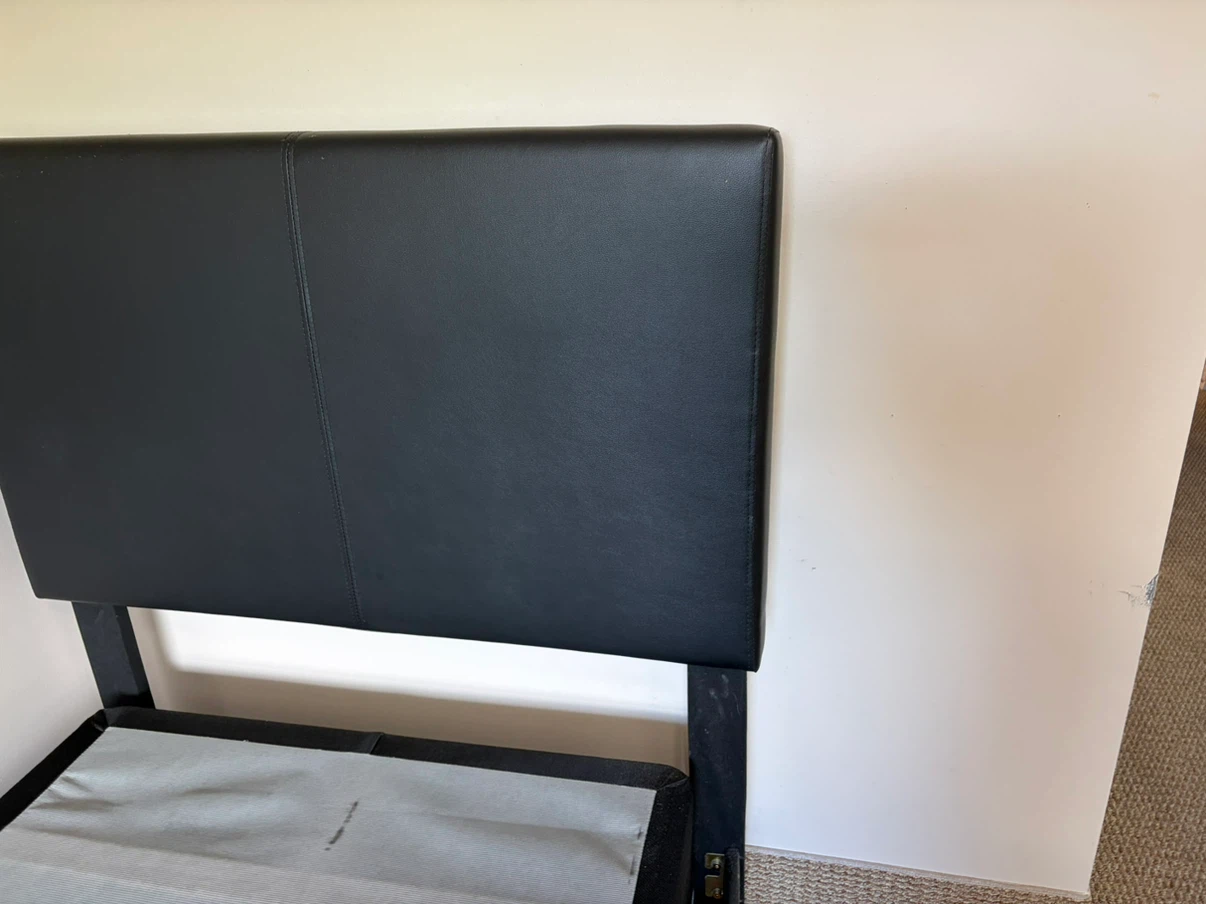 Black Leather Bed Frame with Box Spring - photo 5