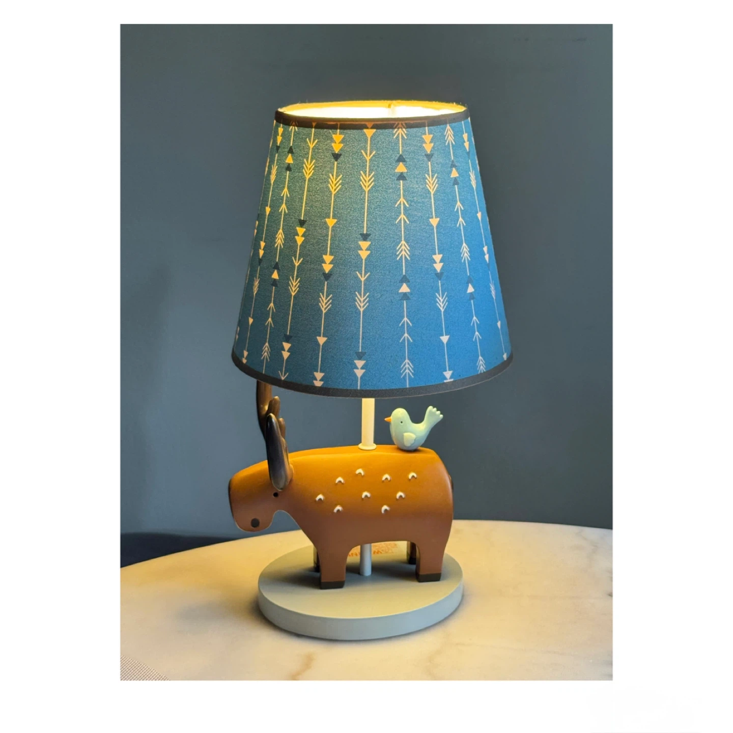 Lambs & Ivy Baby Moose & Bird Blue Room Lamp
