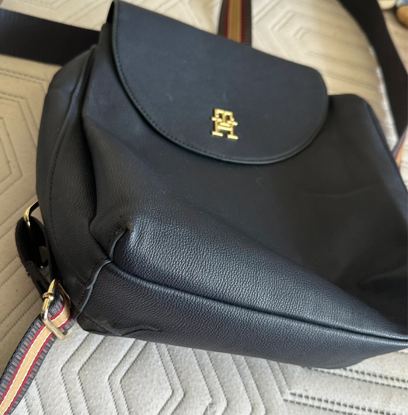 Tommy Hilfiger Navy Faux Leather Backpack