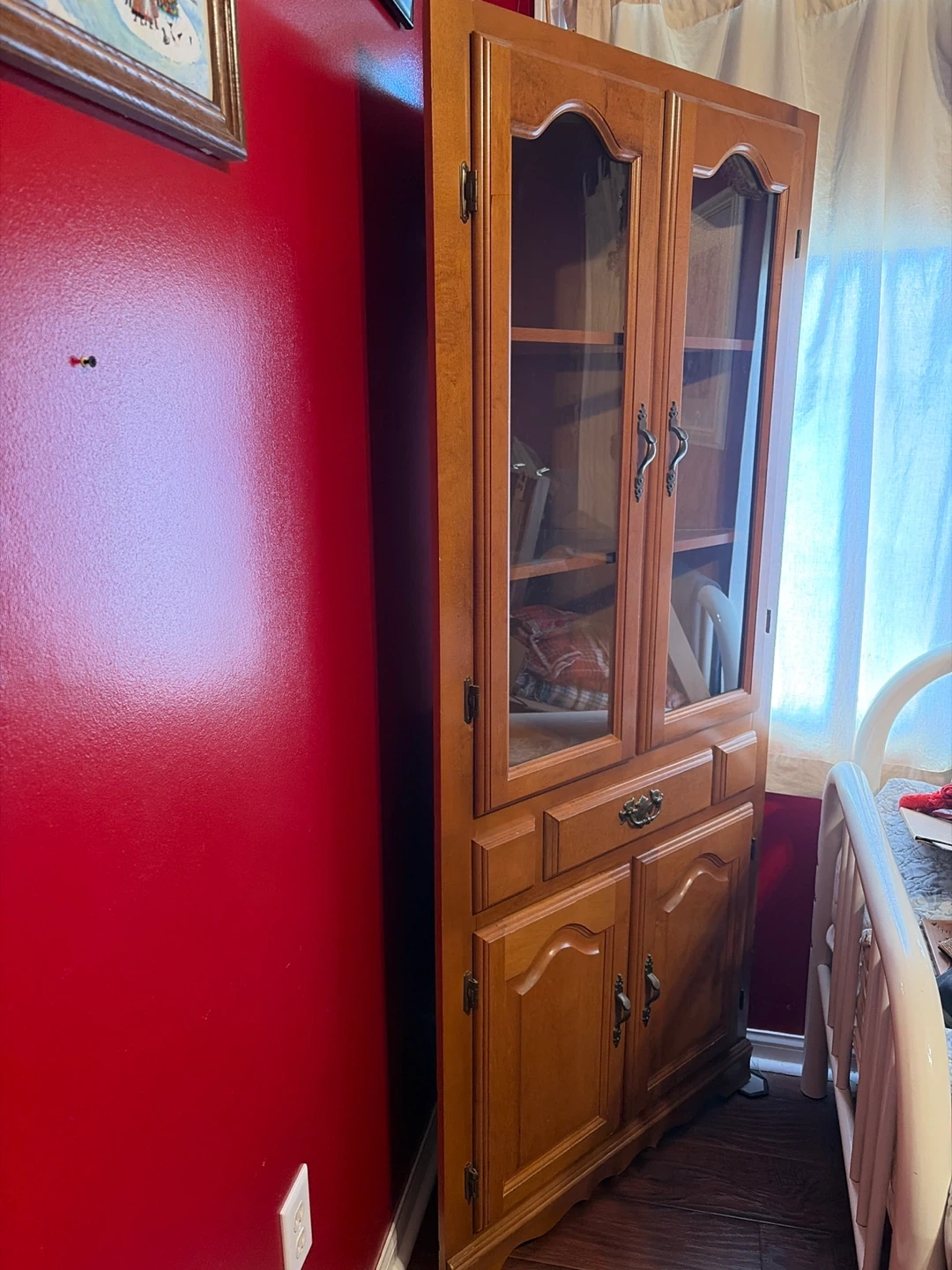 Wooden Display Cabinet with Glass Doors