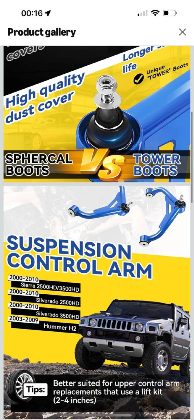 Front Upper Control Arms Kit (2-4” Lift) – Silverado/Sierra/Hu - photo 4