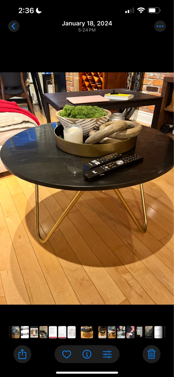 Round Marble Coffee Table with Gold Legs