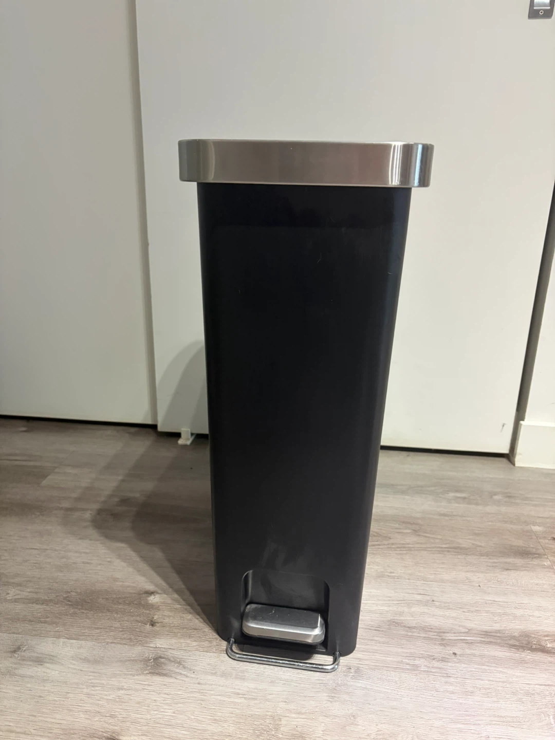 Black Step Trash Can with Stainless Steel Lid