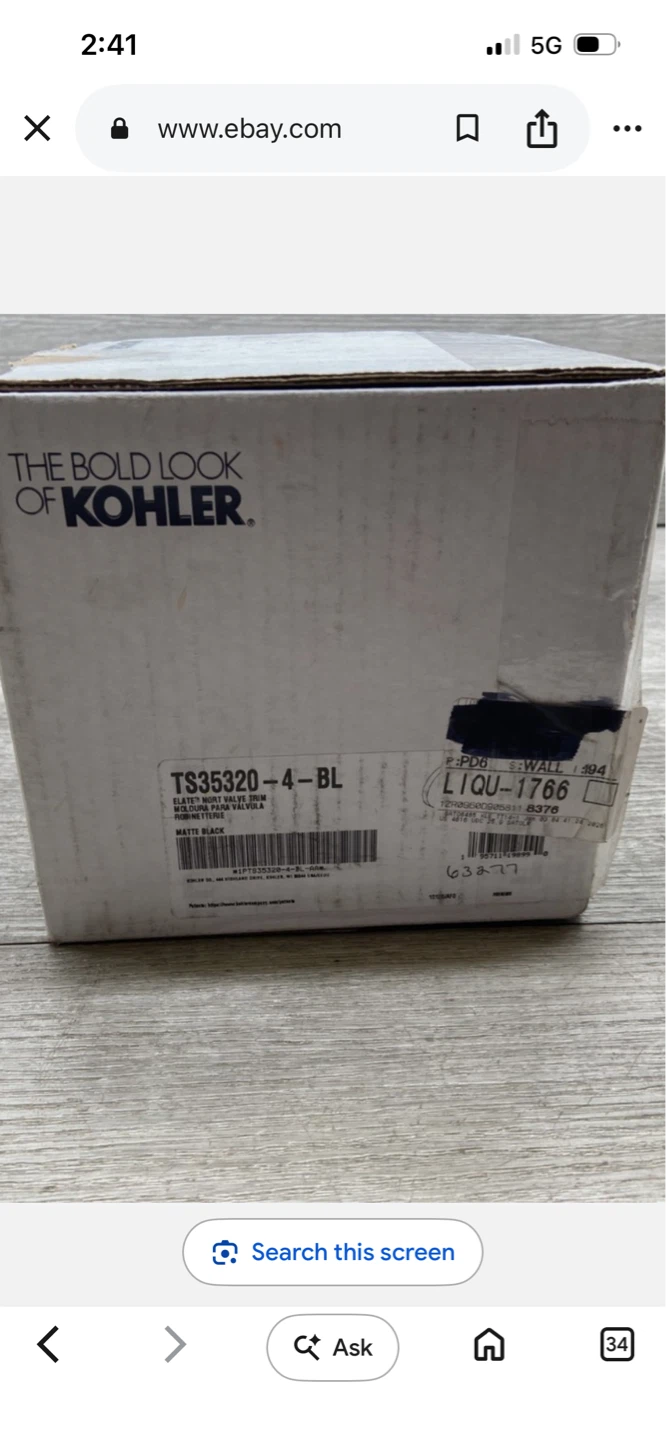 New Kohler Matte Black Shower Faucet Trim Kit TS35320-4-BL - photo 2