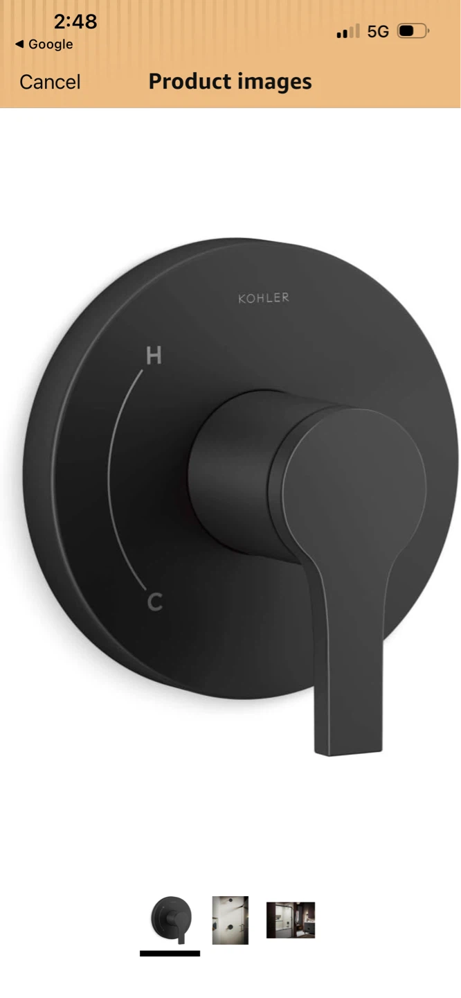 New Kohler Matte Black Shower Faucet Trim Kit TS35320-4-BL