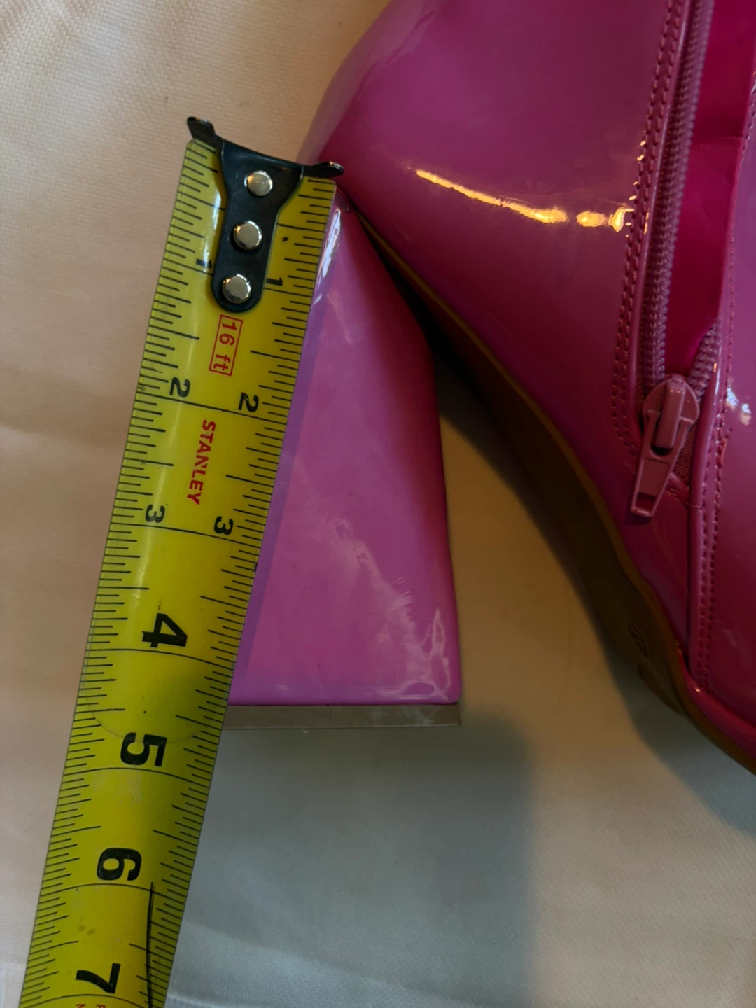 Shein Pink Patent Square Toe Block Heel Booties - photo 3