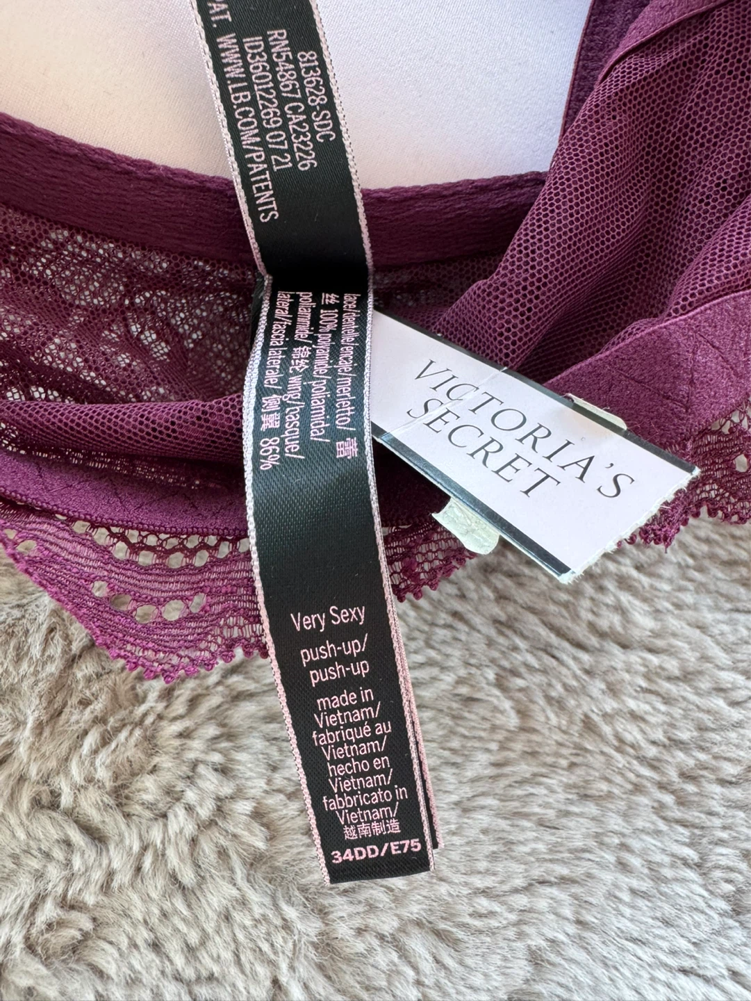 Victoria’s Secret Burgundy Lace Push-Up Bra 34DD - photo 3