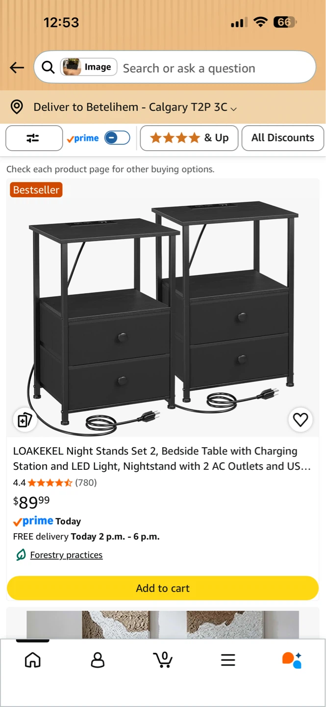 LOAKEKEL Night Stands Set 2 with Charging Station & LED Light