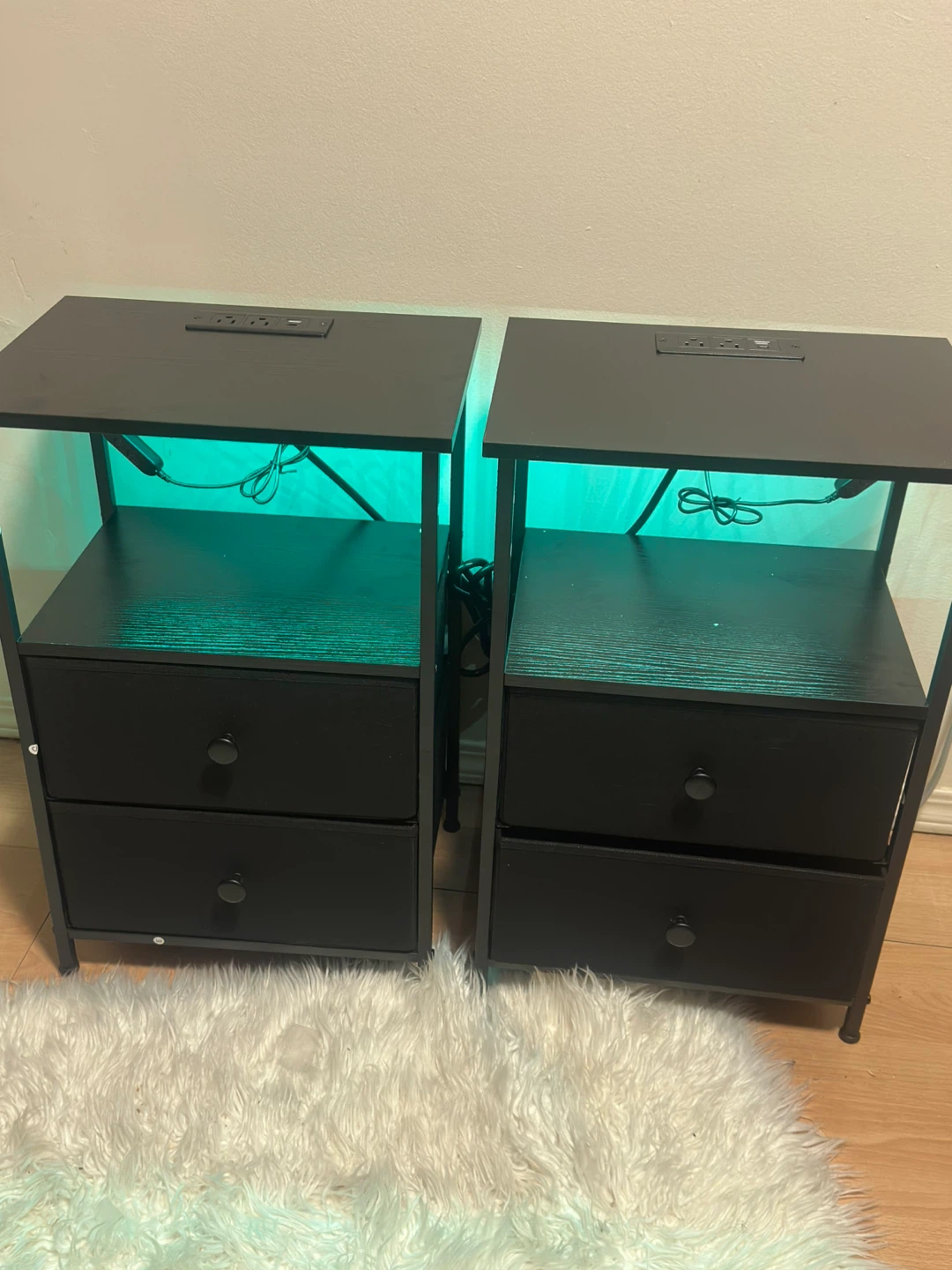 LOAKEKEL Night Stands Set 2 with Charging Station & LED Light - photo 2