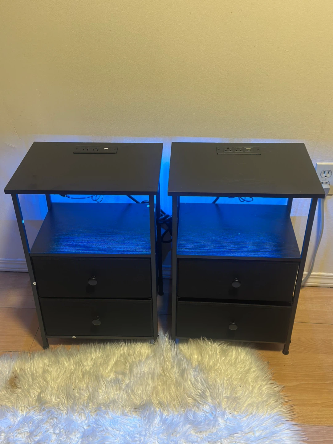 LOAKEKEL Night Stands Set 2 with Charging Station & LED Light - photo 3