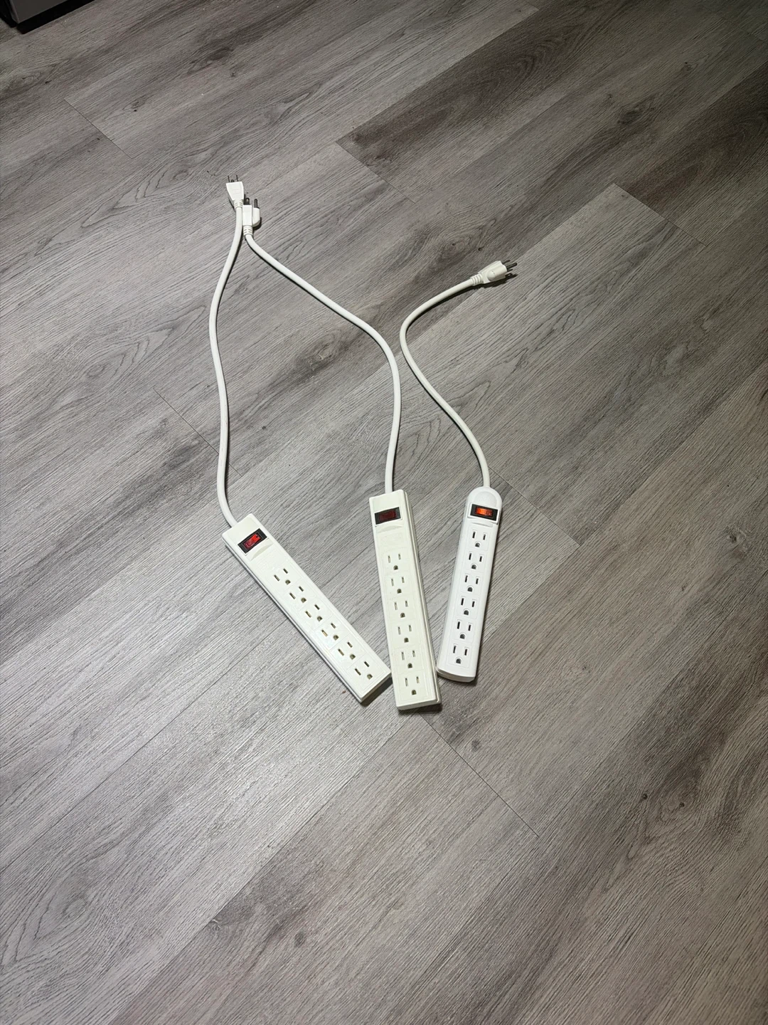 3 White Power Strips with Individual Switches