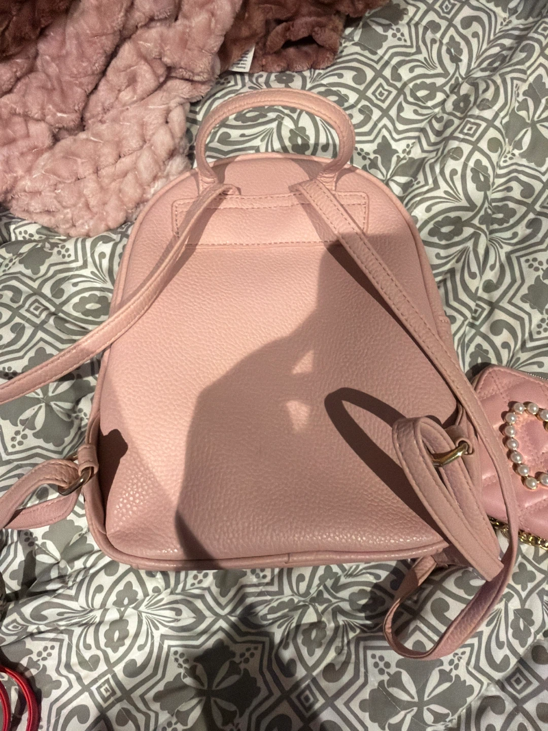 Pink Quilted Backpack with Matching Wallet - photo 2