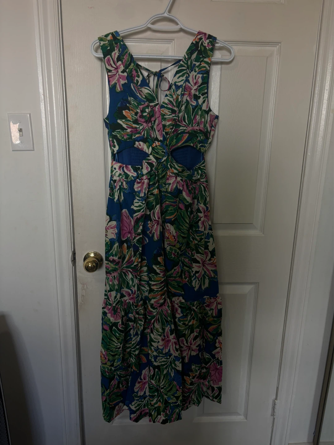 Blue Floral Maxi Dress with Cutouts - photo 3
