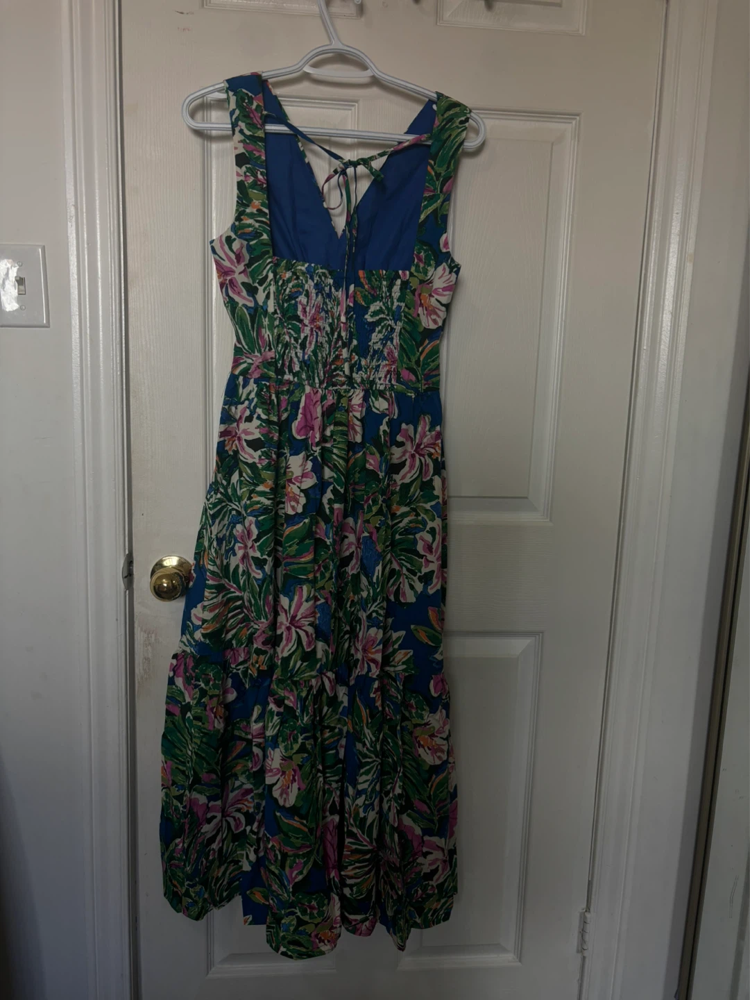 Blue Floral Maxi Dress with Cutouts - photo 4