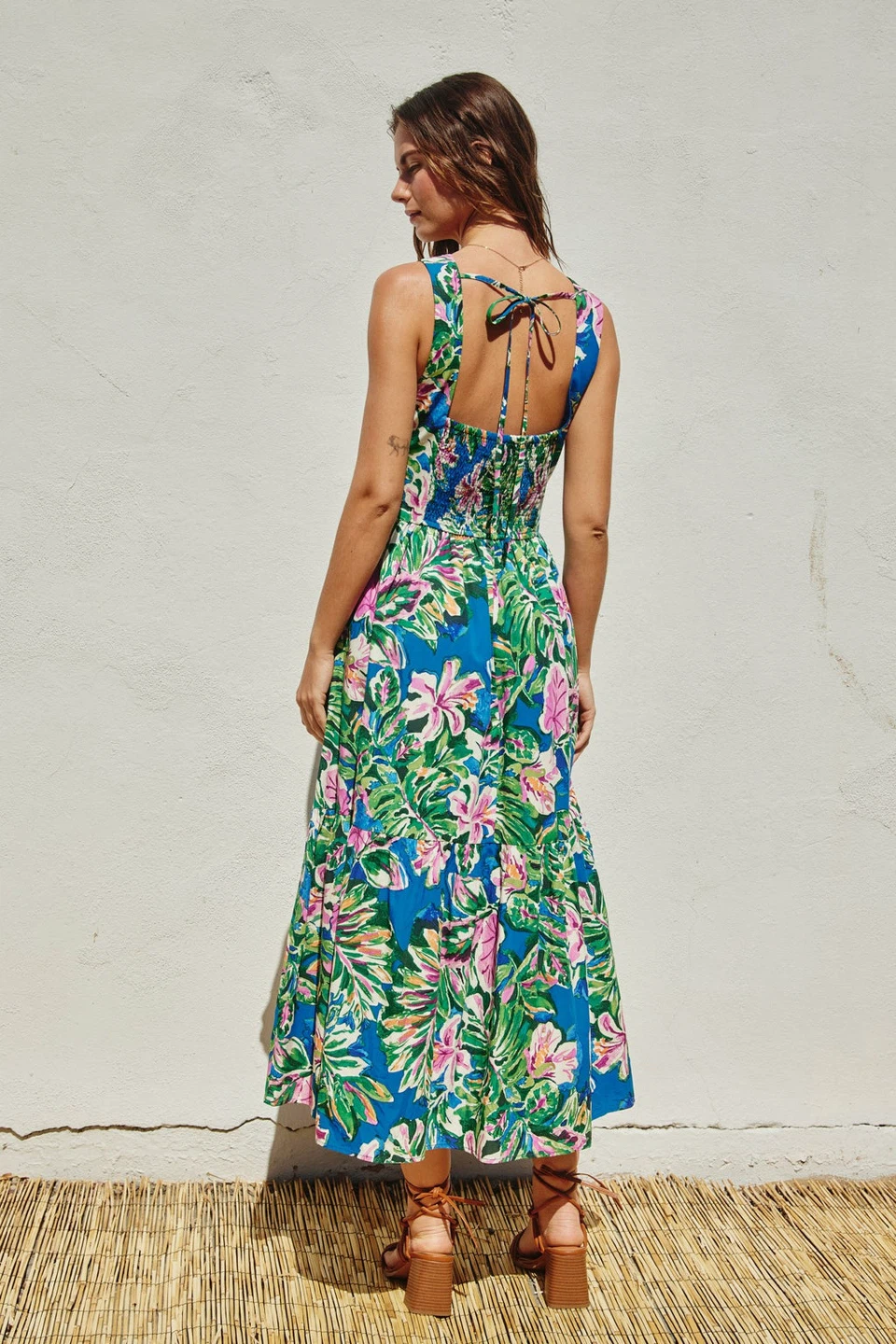 Blue Floral Maxi Dress with Cutouts - photo 2
