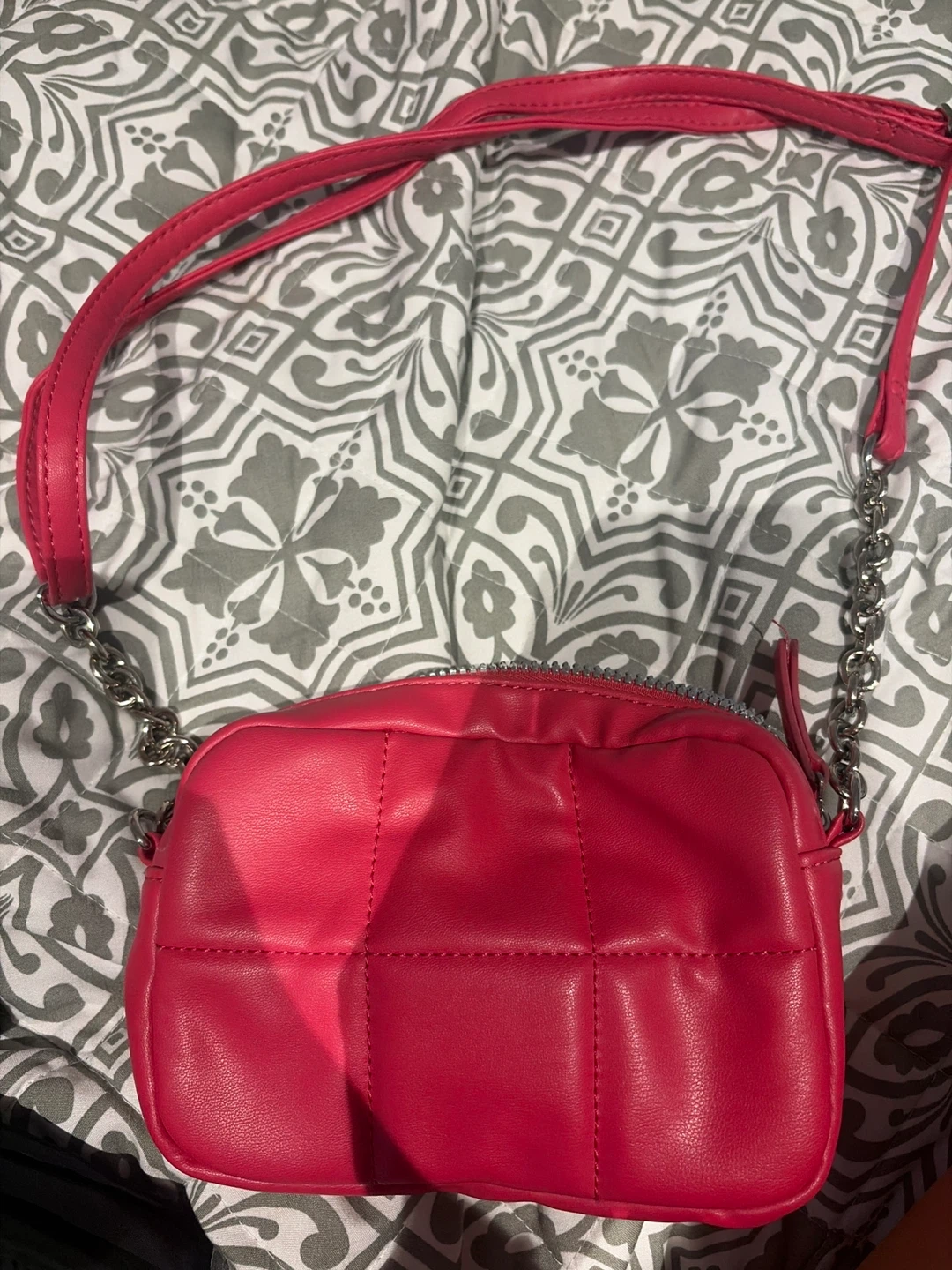 Pink Quilted Crossbody Bag