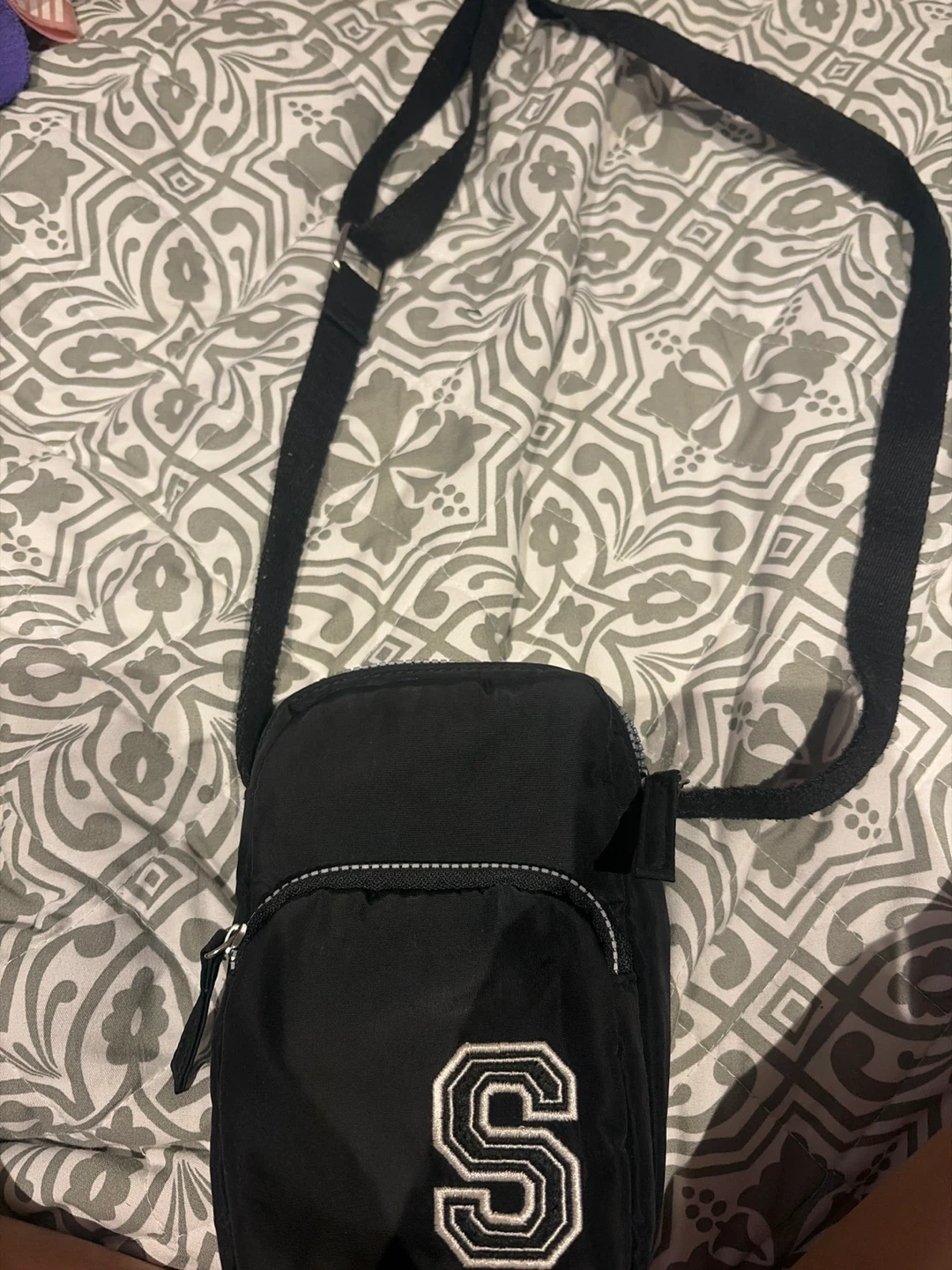 Black Shoulder Bag with 'S' Logo