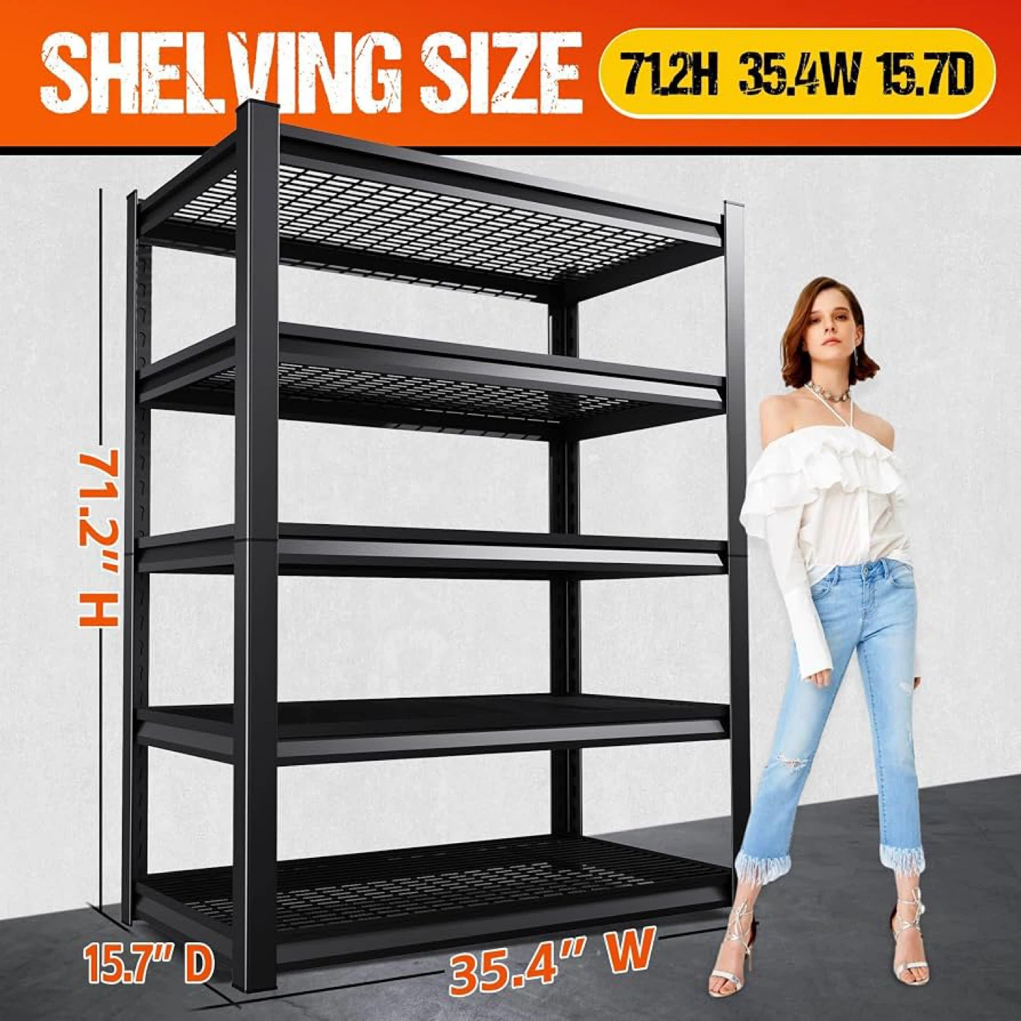 🔥 Heavy Duty Metal Adjustable Shelves(71.2”H x 35.4”W x 15.7”D) - photo 4