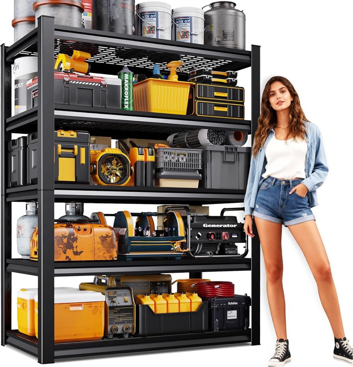 🔥 Heavy Duty Metal Adjustable Shelves(71.2”H x 35.4”W x 15.7”D)