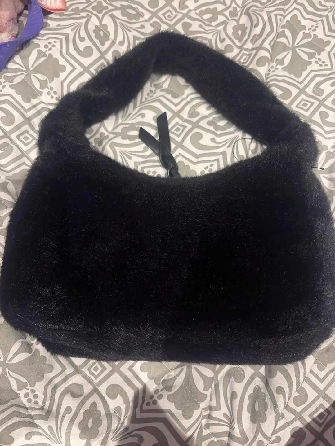 Black Faux Fur Handbag