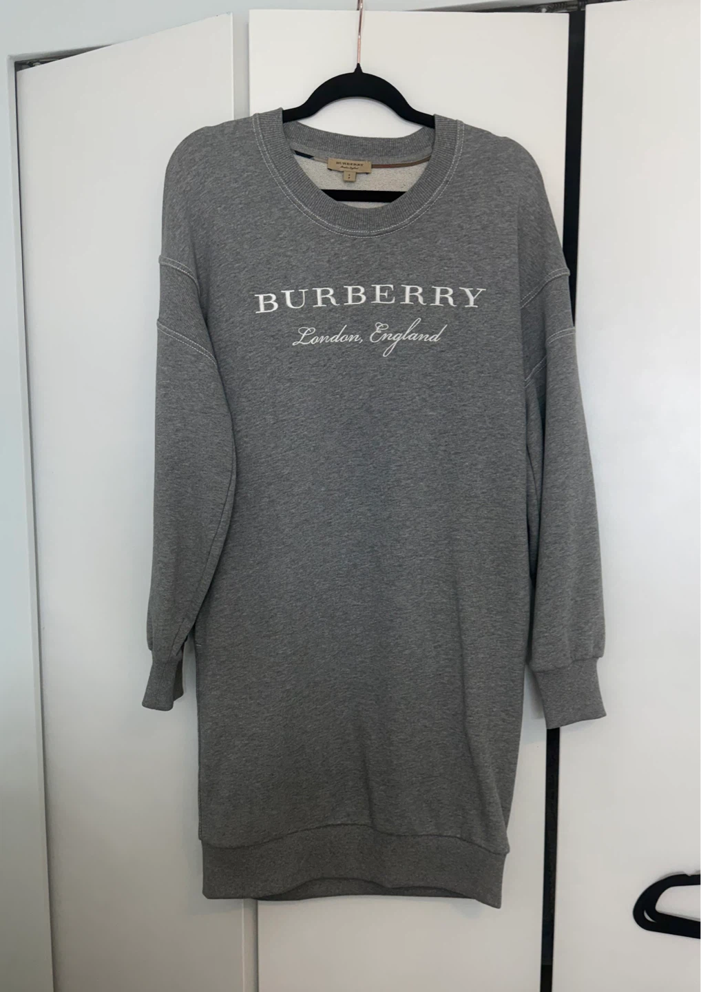 Burberry Grey Crew Neck Sweatshirt Dress