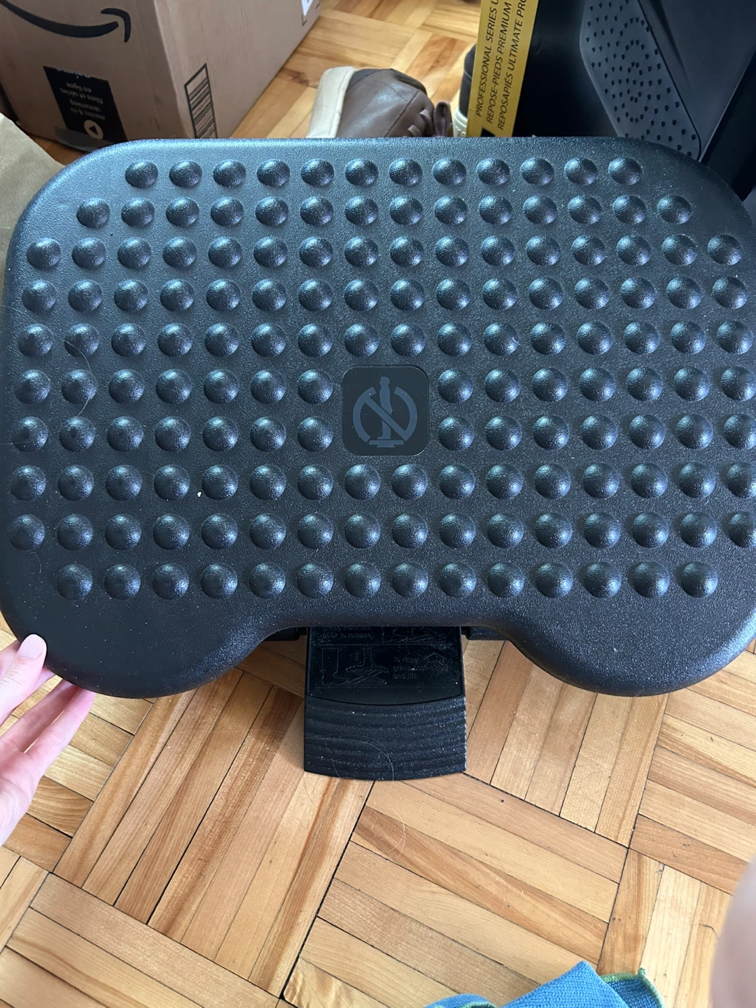 Black Footrest with Textured Top