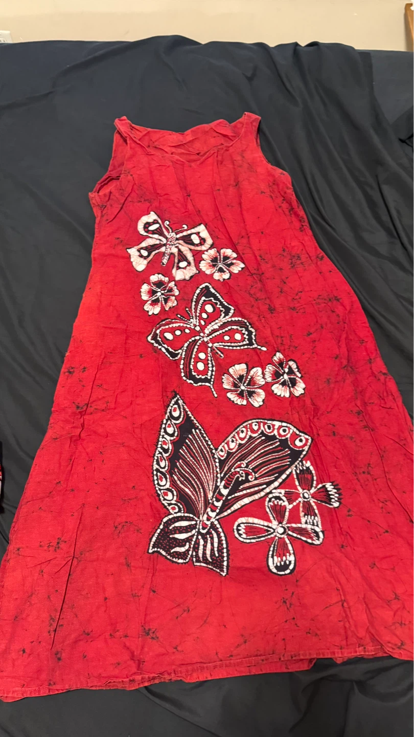 Batik Red sleeveless dress with butterfly print ⚽ - photo 2