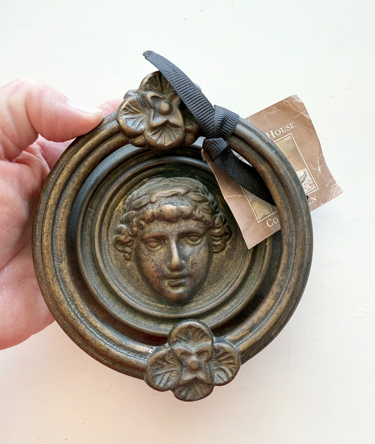 Vintage Brass Door Knocker with Face