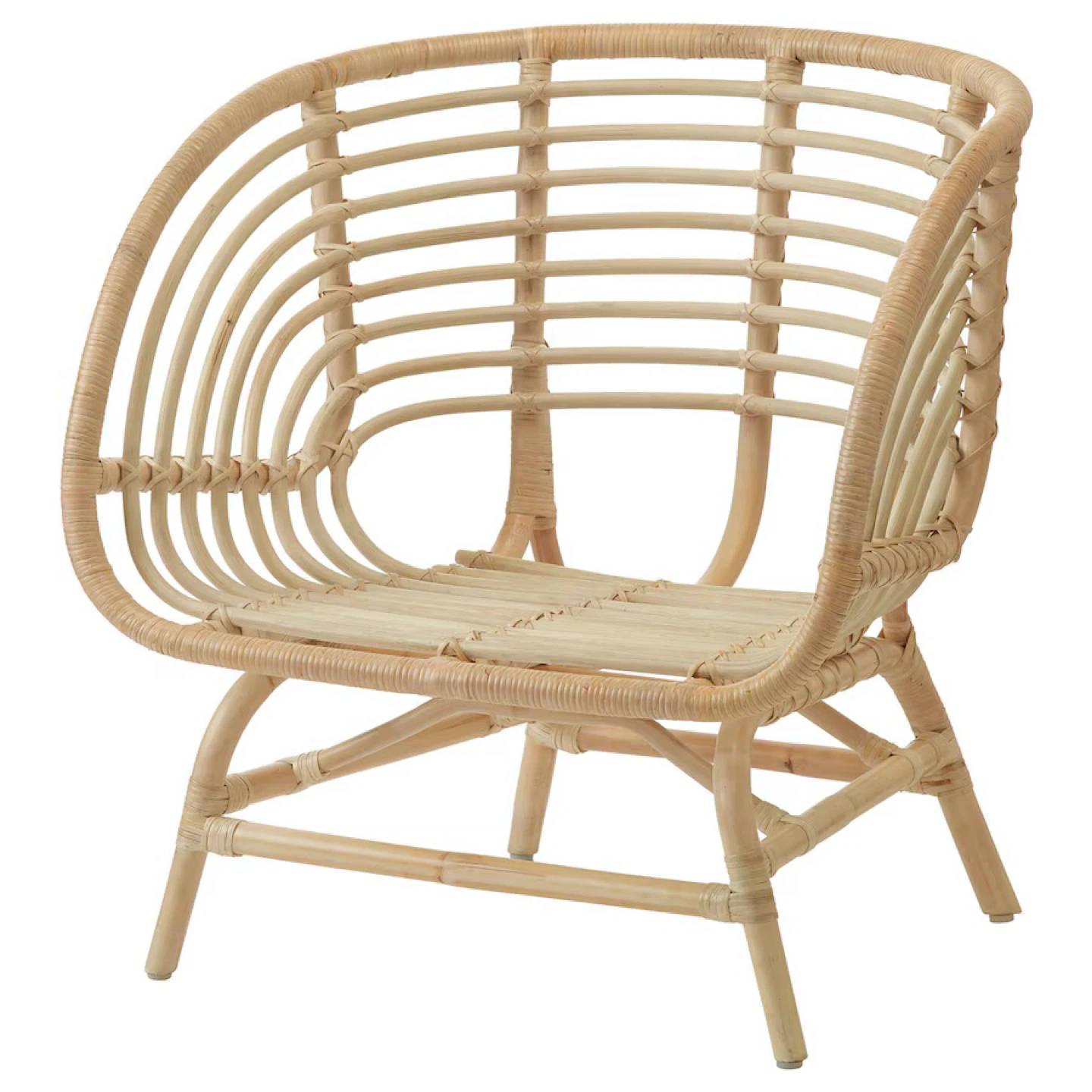 Rattan Accent Chair with White Cushion