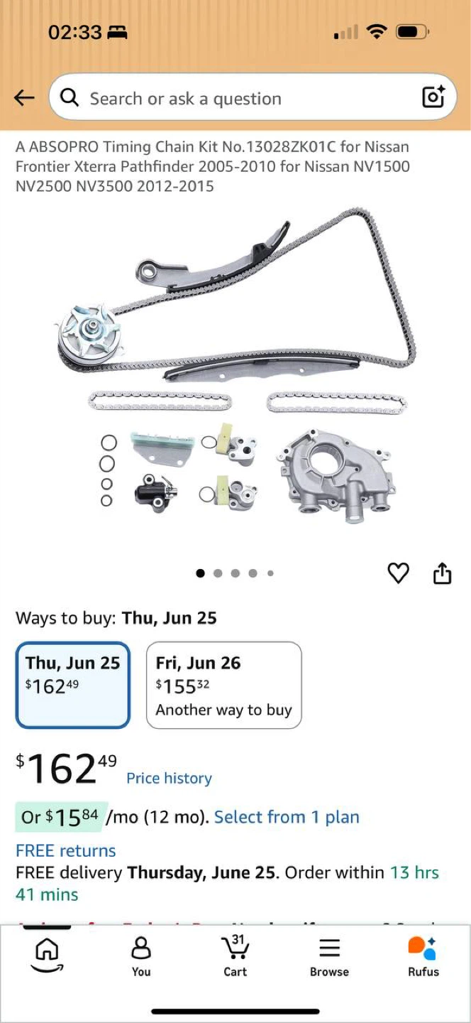 Nissan Frontier / Xterra / Pathfinder Timing Chain Kit with