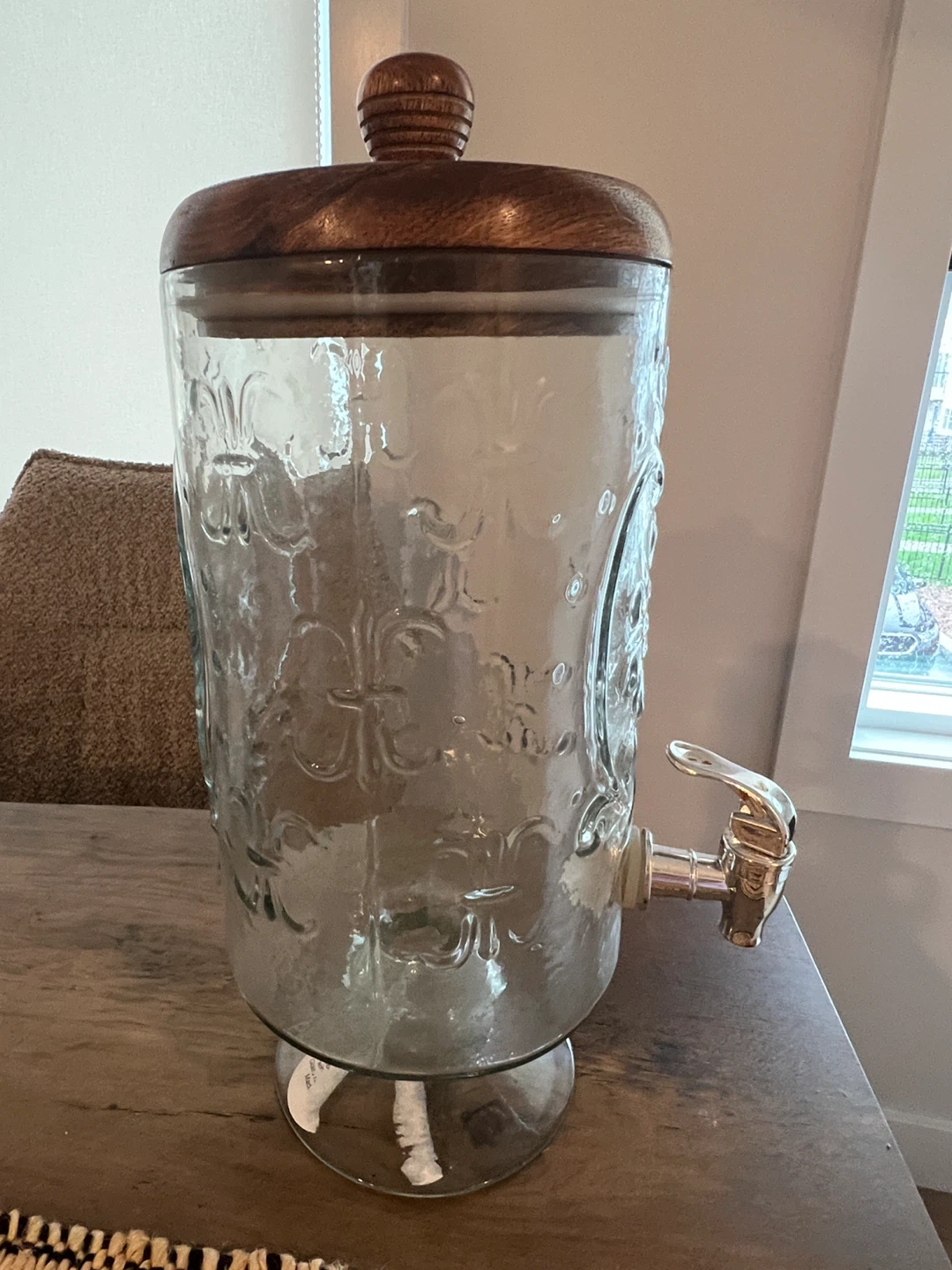 Glass Beverage Dispenser with Wood Lid - photo 2