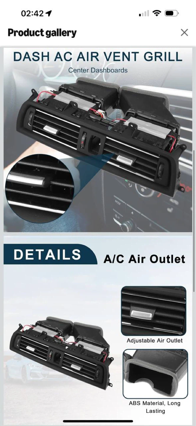 BMW 5 Series F10 Center Dashboard Air Vent Assembly 2011- - photo 5