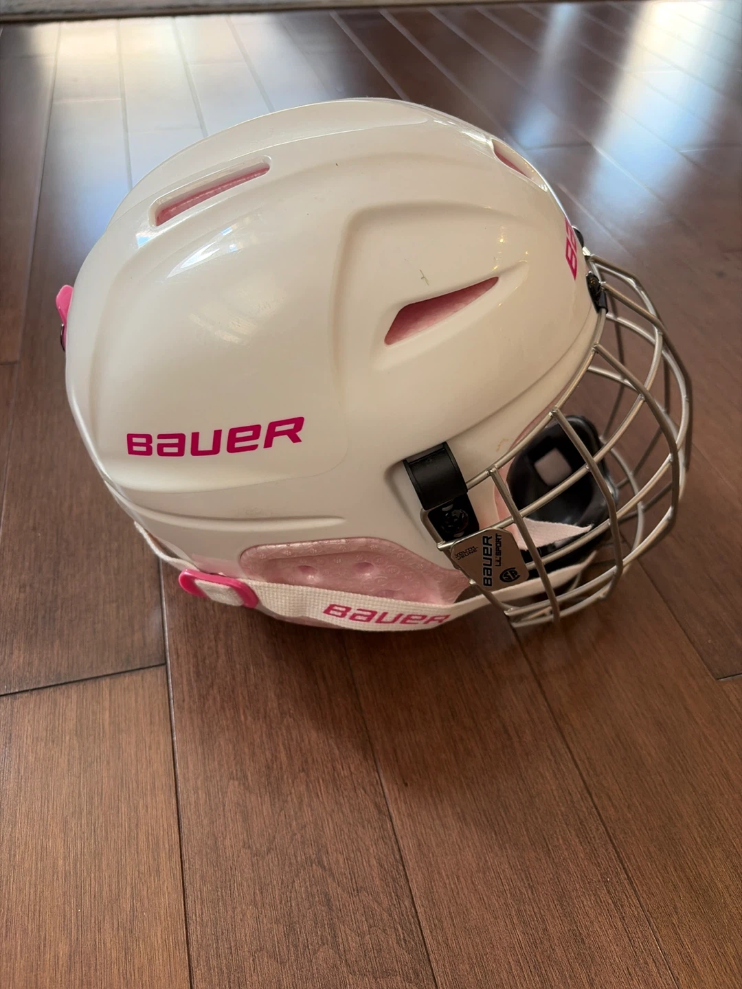 Bauer Lil Sport Hockey Helmet with Cage - White/Pink - photo 2