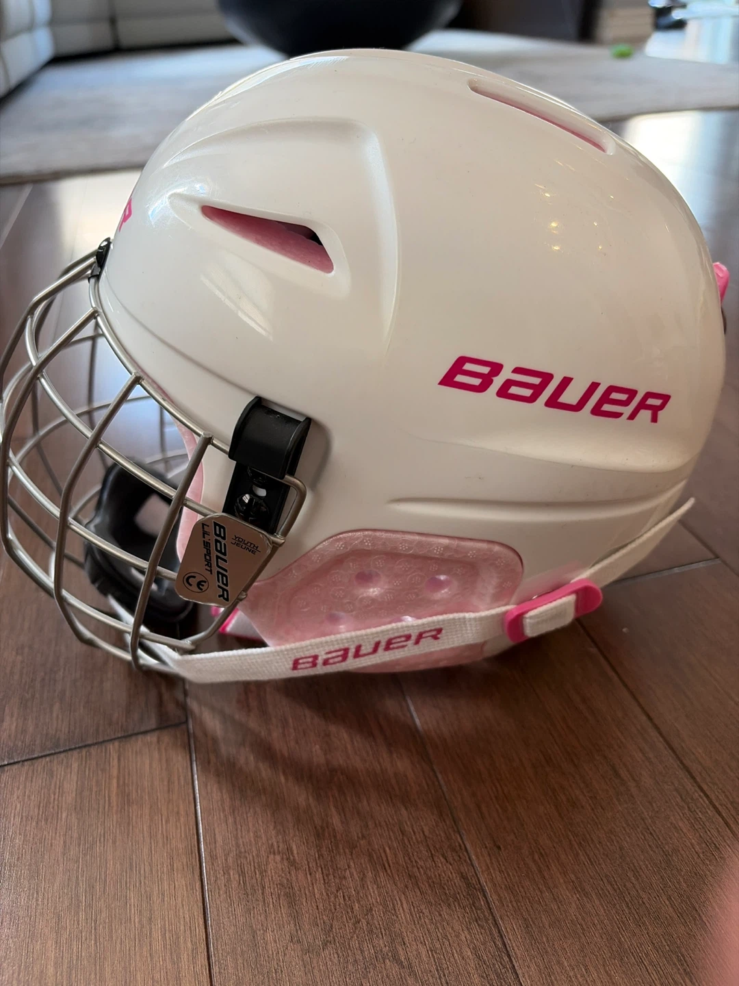 Bauer Lil Sport Hockey Helmet with Cage - White/Pink - photo 3