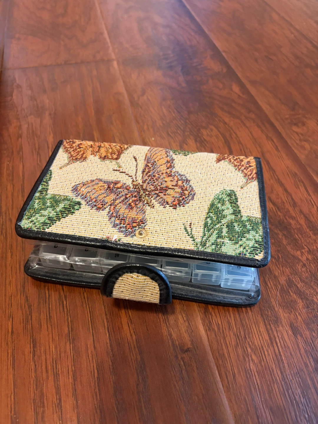 Butterfly Print Pill Organizer Case