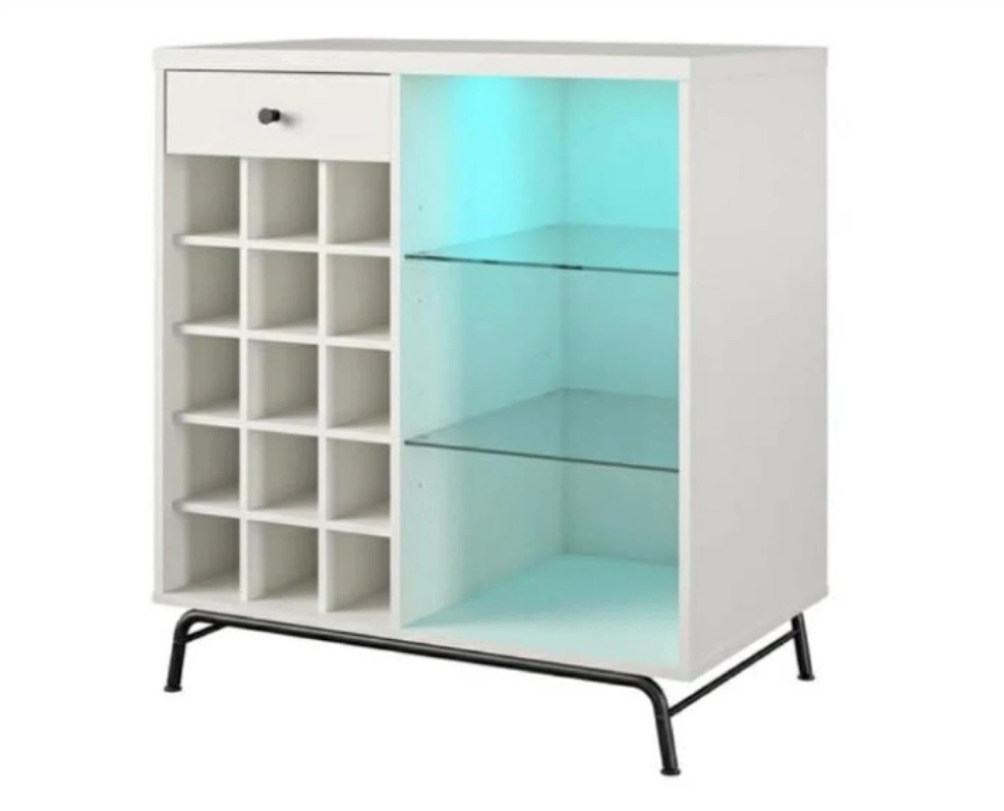 White Wine Rack Cabinet with Glass Shelves - photo 3