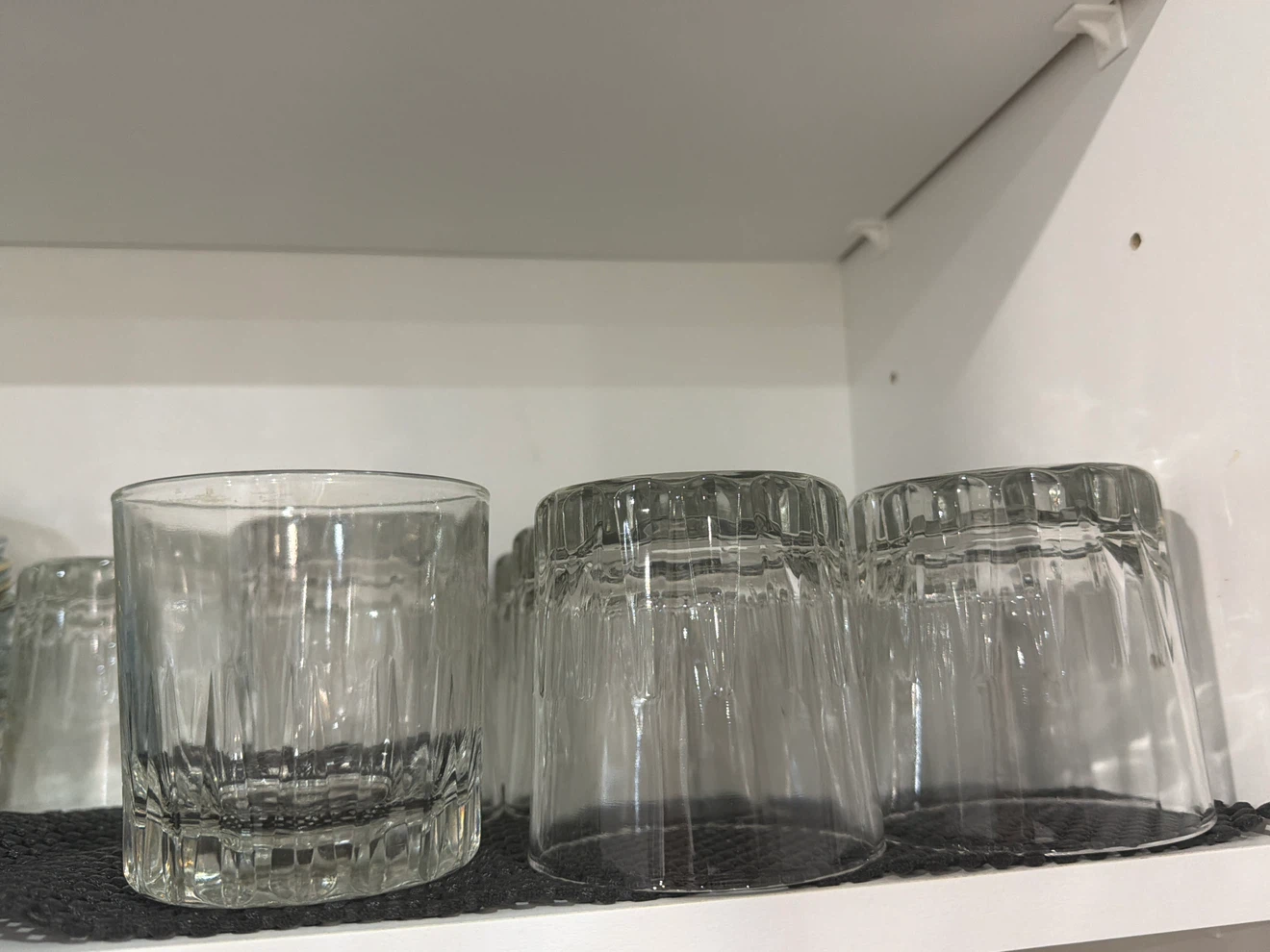 Set of 5 Clear Ribbed Glasses