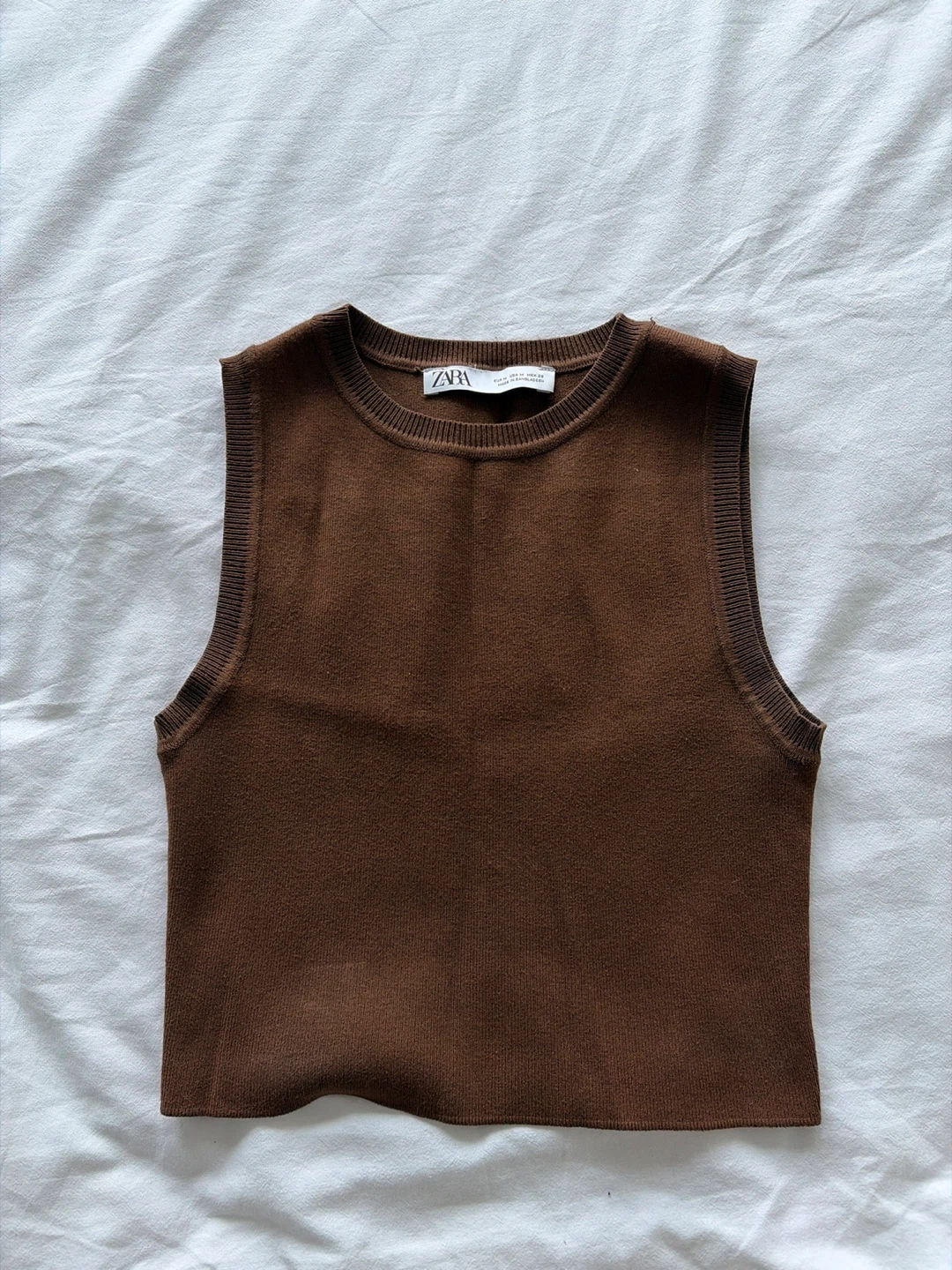 ZARA Brown Sleeveless Knit Top
