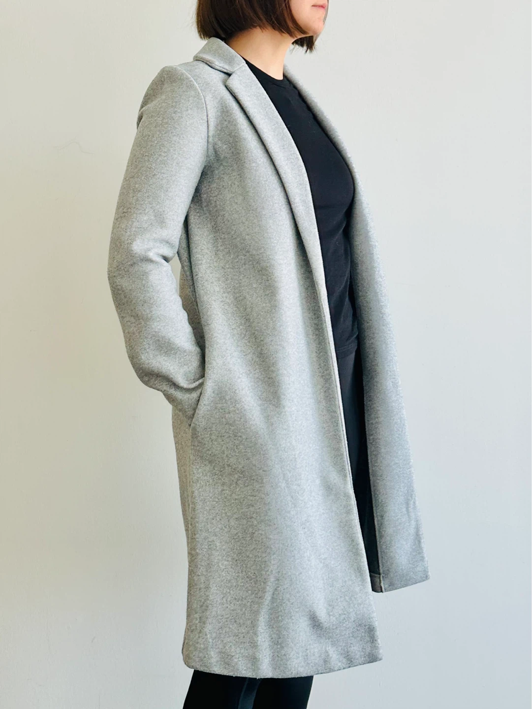 Zara Long Coat, Light Gray, Open-Front, Size S - photo 4