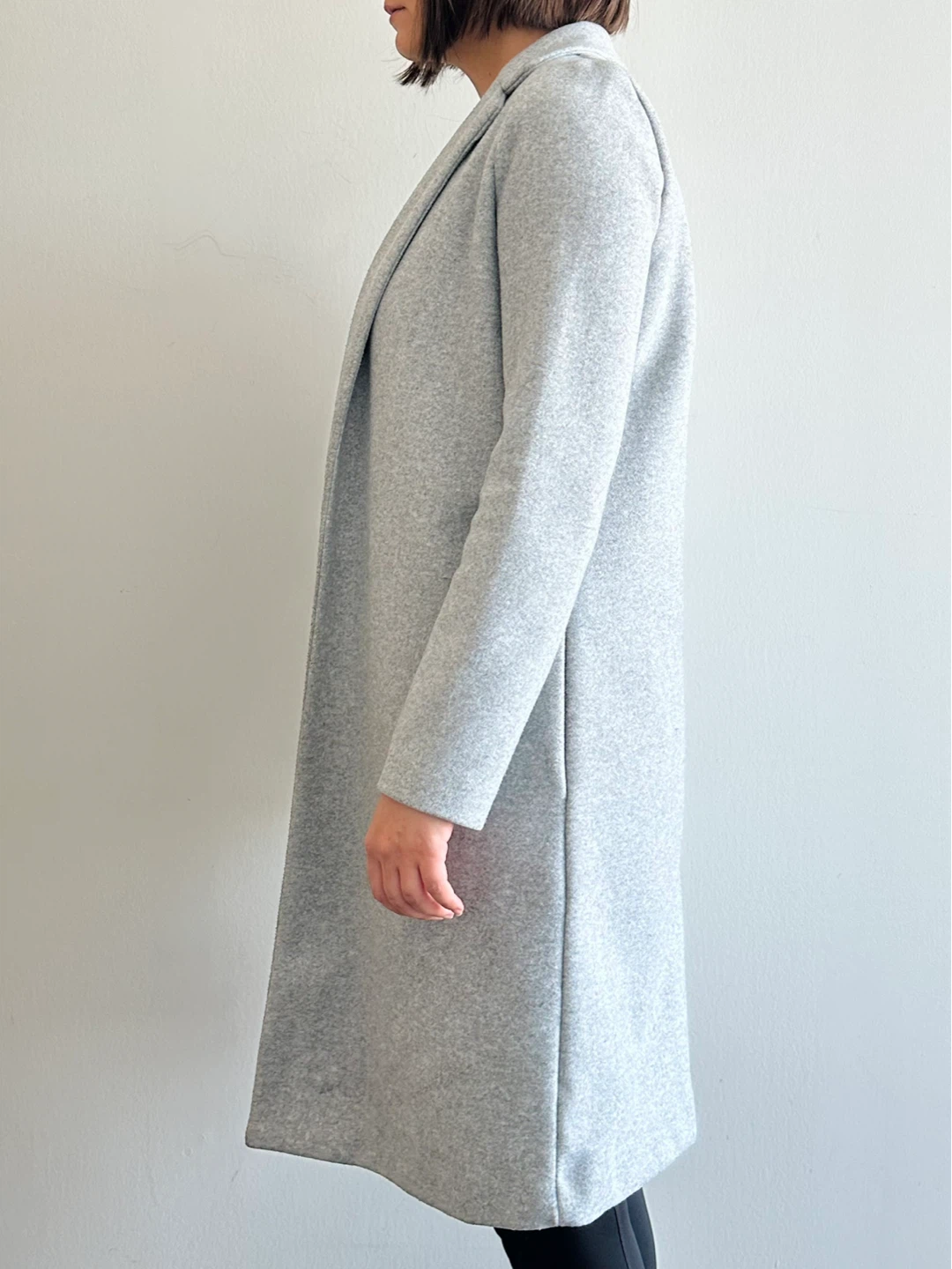 Zara Long Coat, Light Gray, Open-Front, Size S - photo 2
