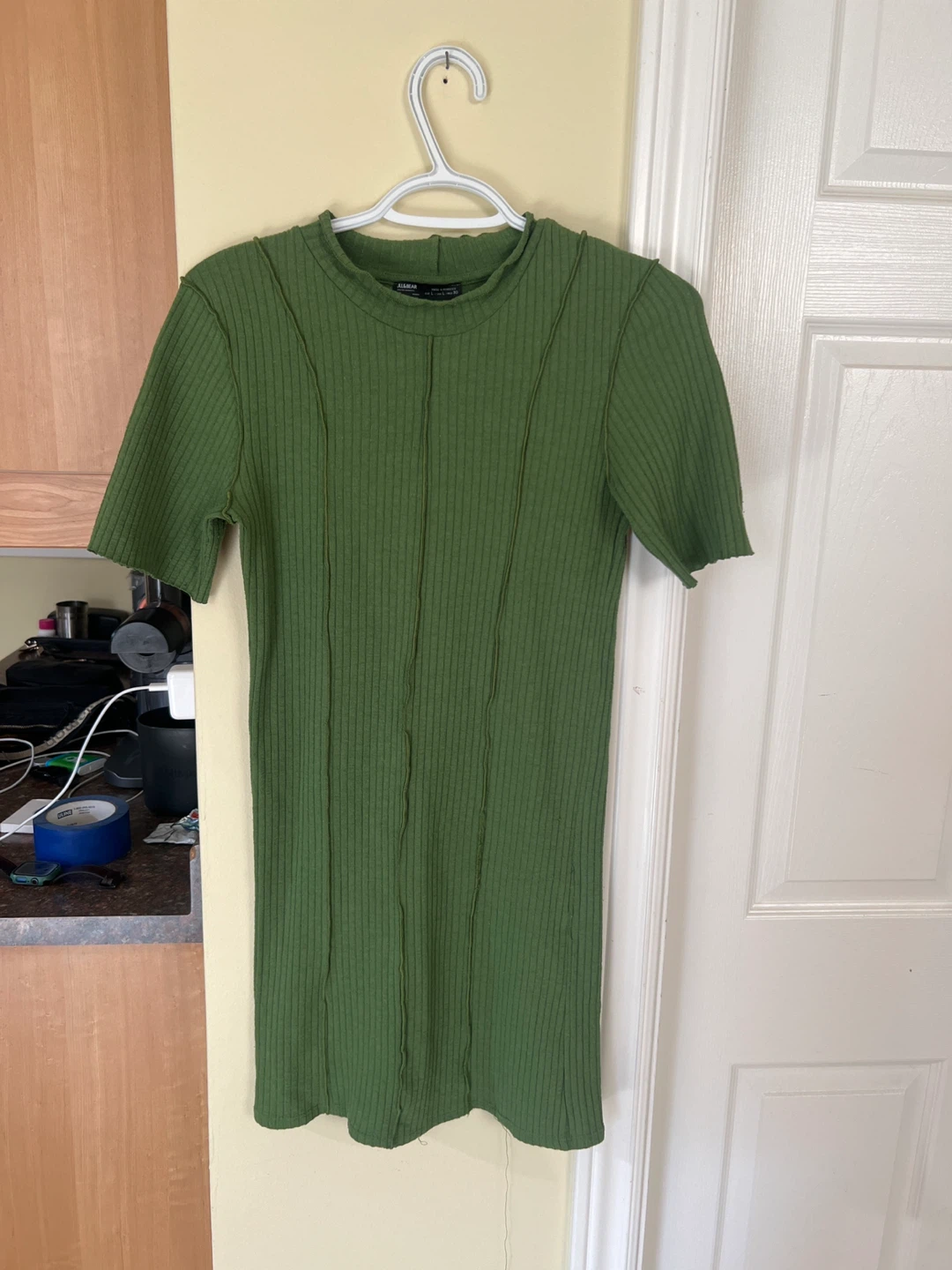 Pull & Bear Ribbed Knit Dress - Green