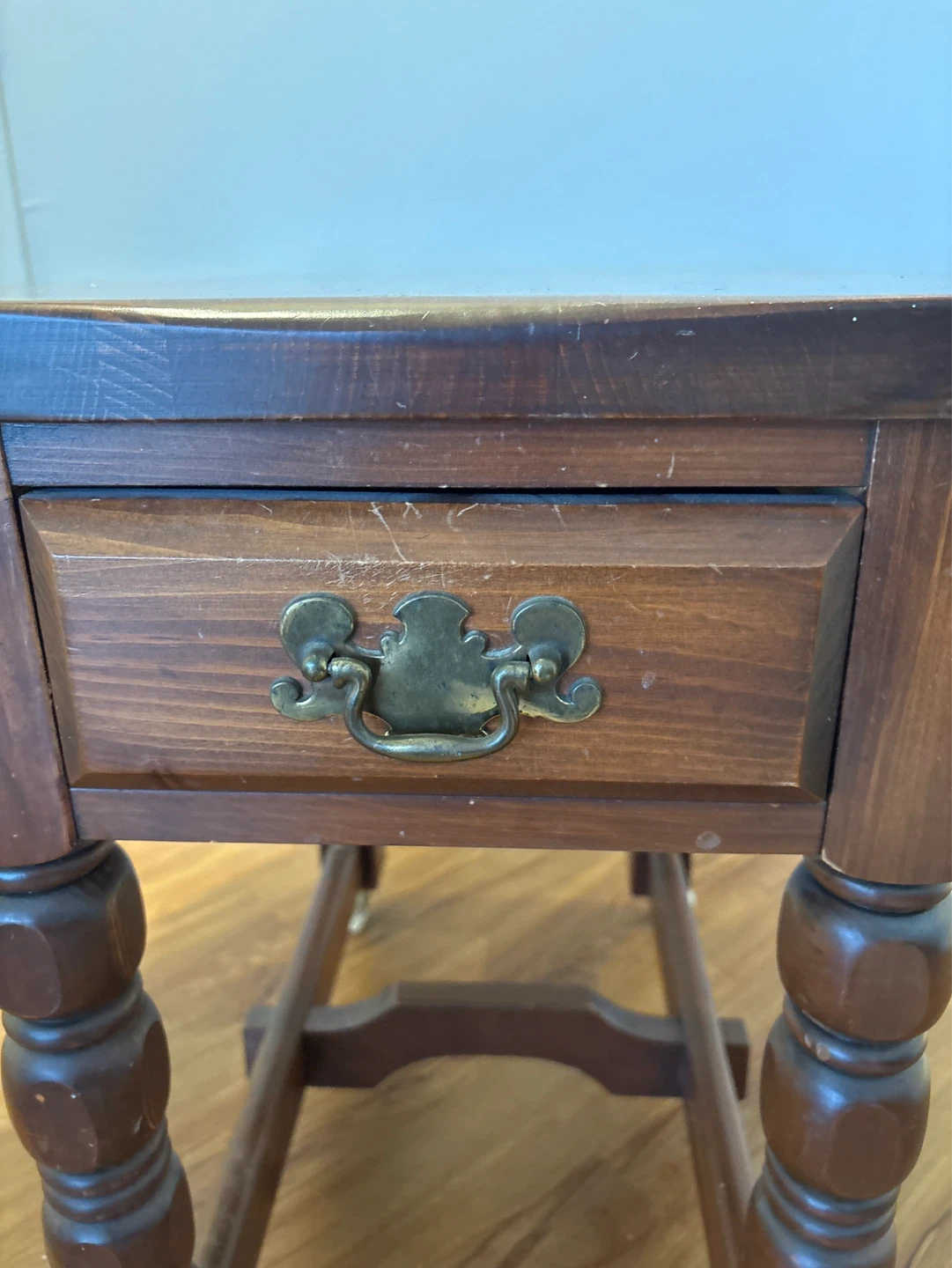 Wooden Drop Leaf Side Table with Drawer - photo 2