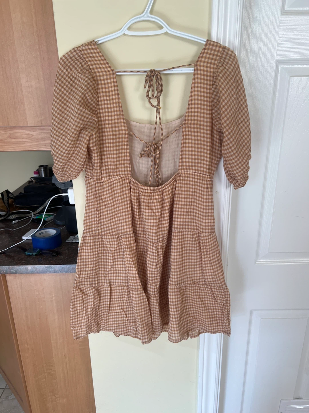 Brown Gingham Mini Dress - photo 2