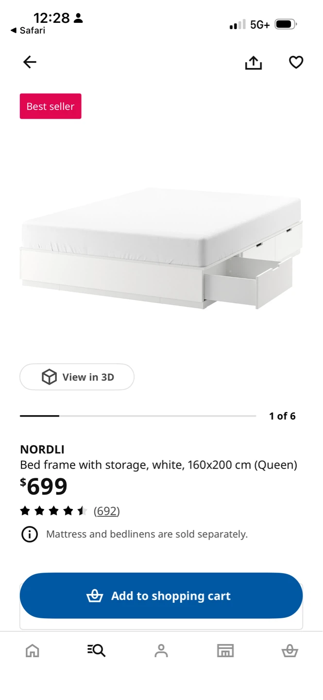 IKEA Nordli Queen size +6 drawers bed frame+ Free delivery - photo 2