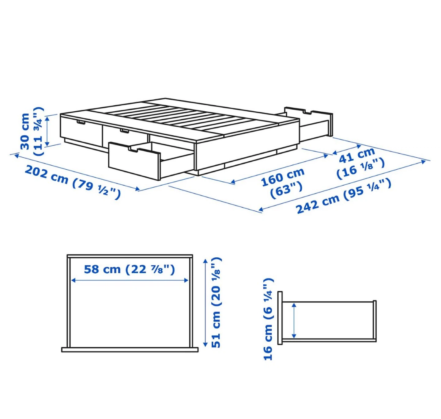 IKEA Nordli Queen size +6 drawers bed frame+ Free delivery - photo 3