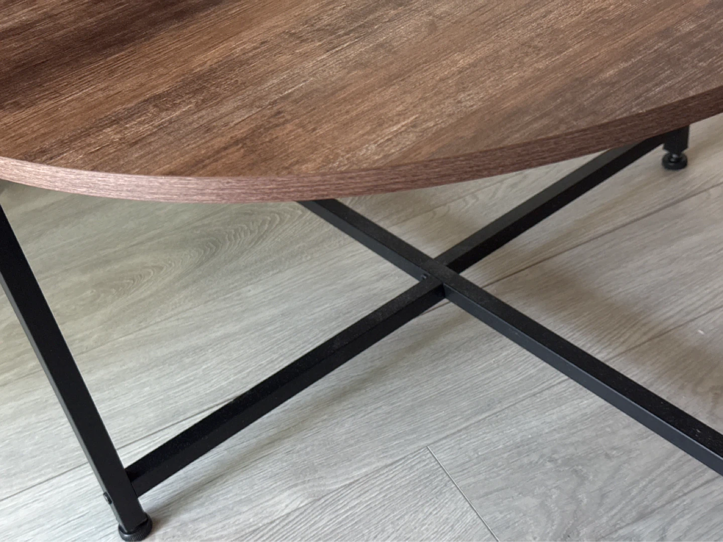 MOVING SALE Round Wood Coffee Table with Black Metal Legs - photo 2