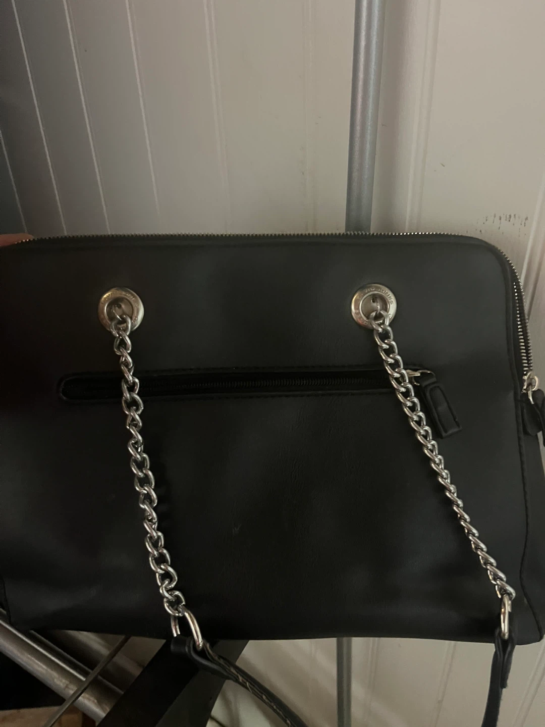 DAVID JONES PARIS Black Tote Bag with Silver Chain Accents - photo 4
