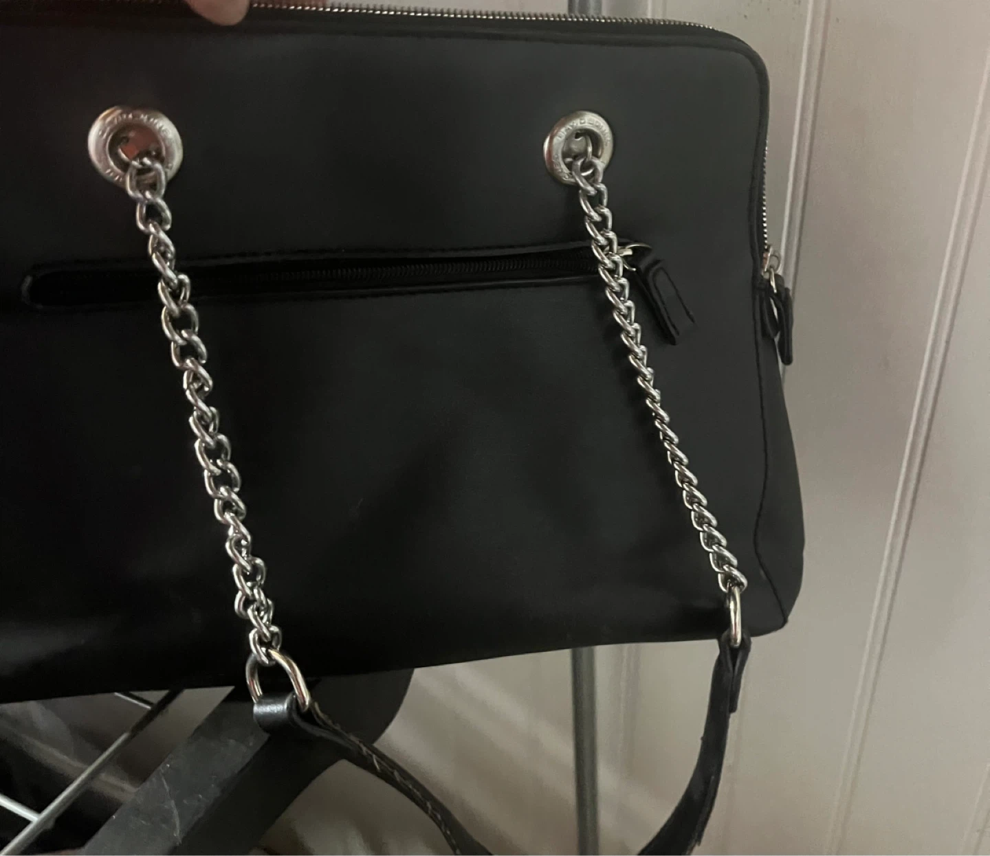 DAVID JONES PARIS Black Tote Bag with Silver Chain Accents - photo 3