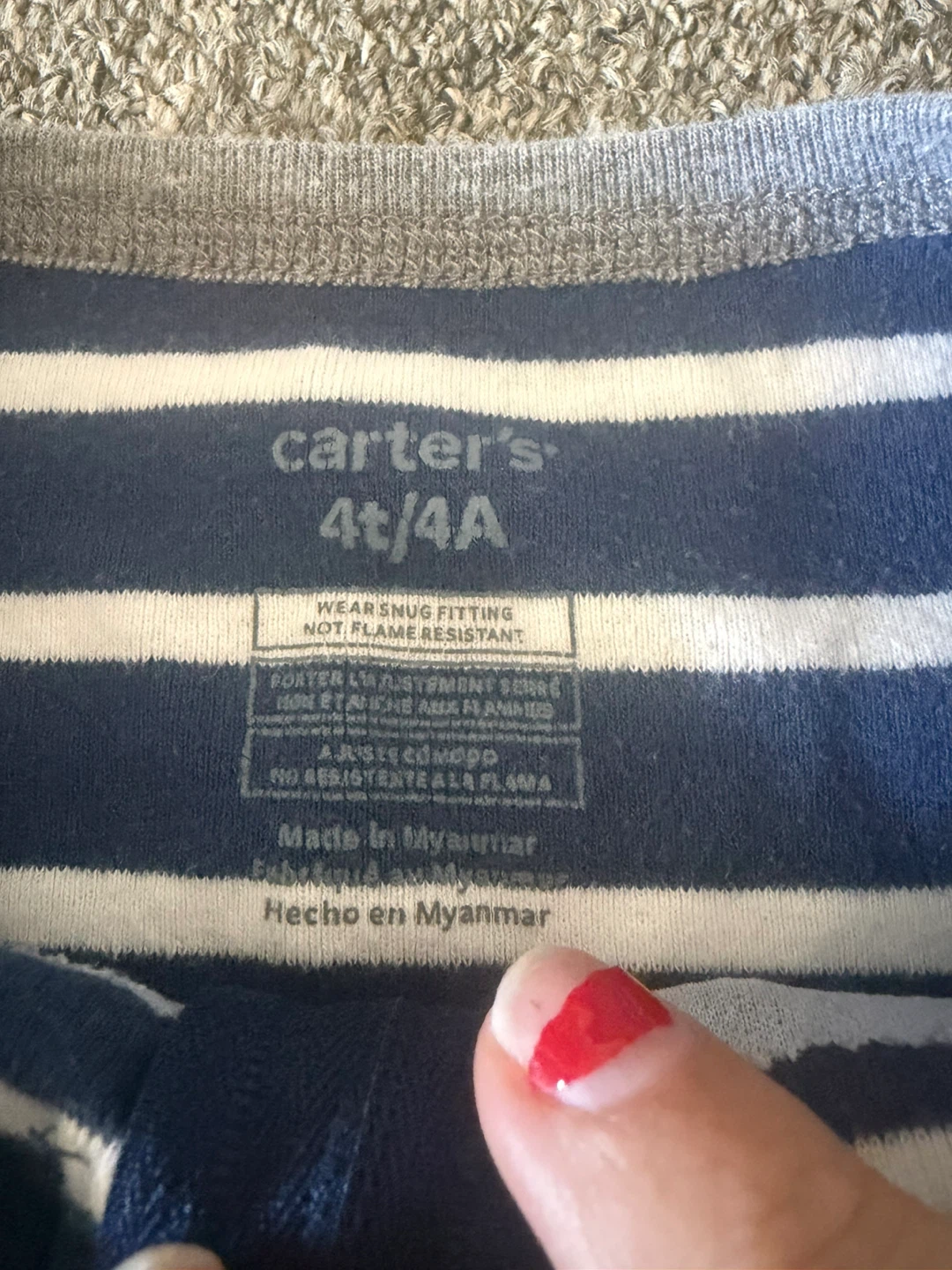 Carter's Blue Striped Whale Pajamas - Size 4T - photo 2