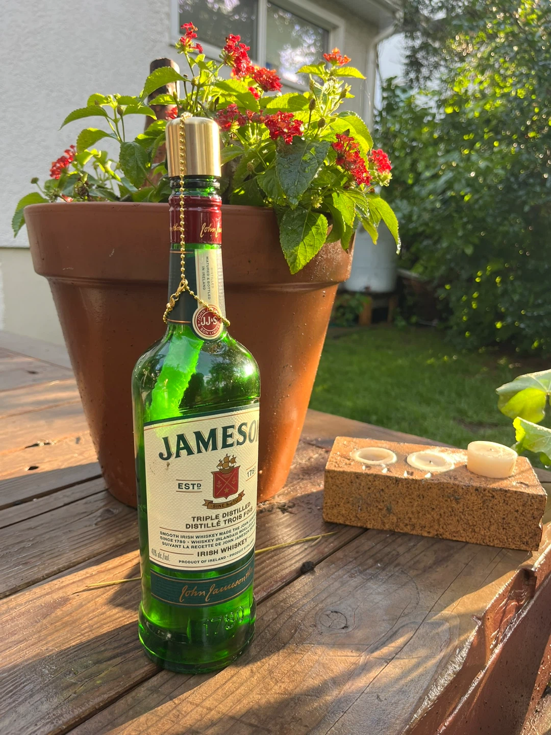 Handmade Jameson Irish Whiskey Bottle citronella torch - photo 2